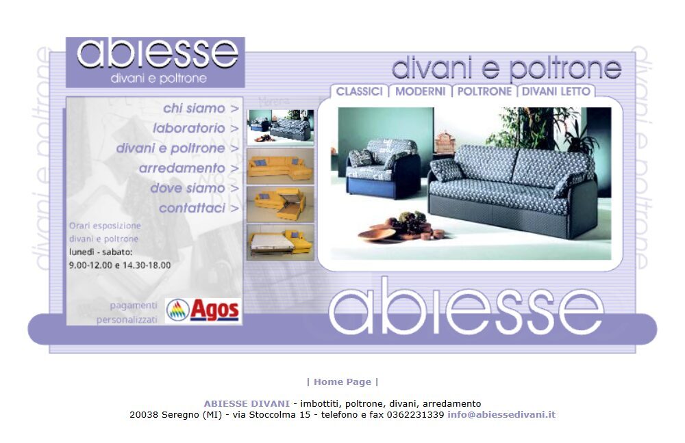 24 marzo 2004 primo sito web di Abiesse 1970 Divani e Letti Seregno
