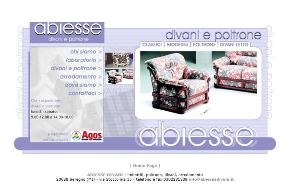 Sito web 24 marzo 2004 Abiesse 1970 Divani e Letti