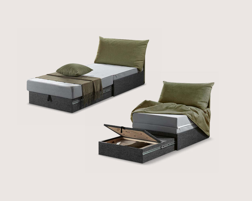 Puof con letto e box contenitore a scomparsa - Abiesse 1970 Seregno Monza Brianza