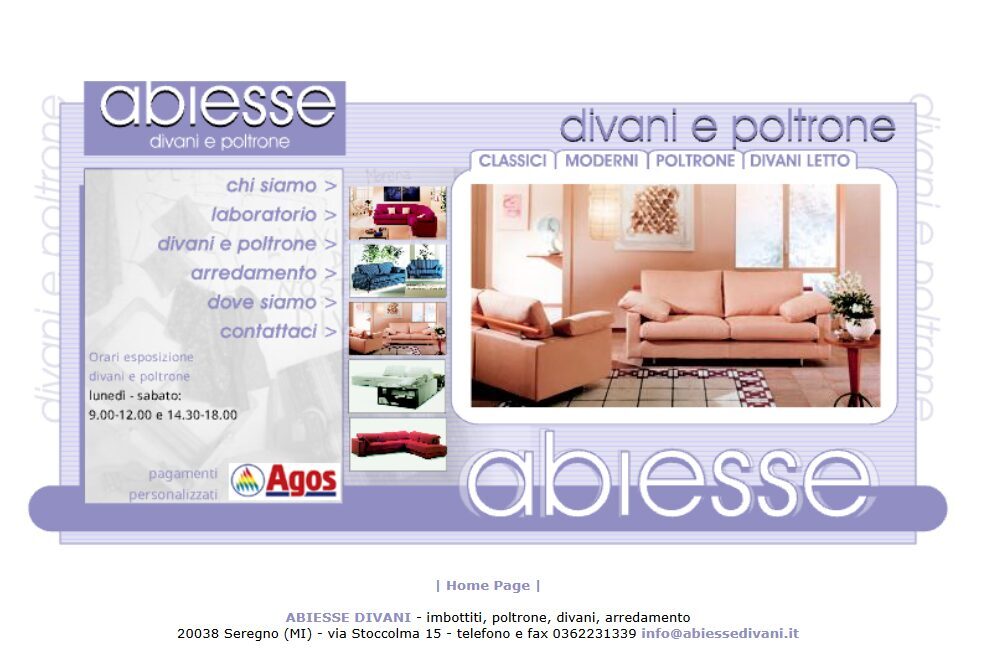 Primo sito web di Abiesse 1970 DIvani e Letti - Seregno
